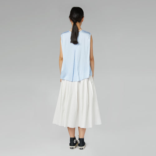 TOP CUELLO REDONDO DE SATÉN RAYÓN BLANCO