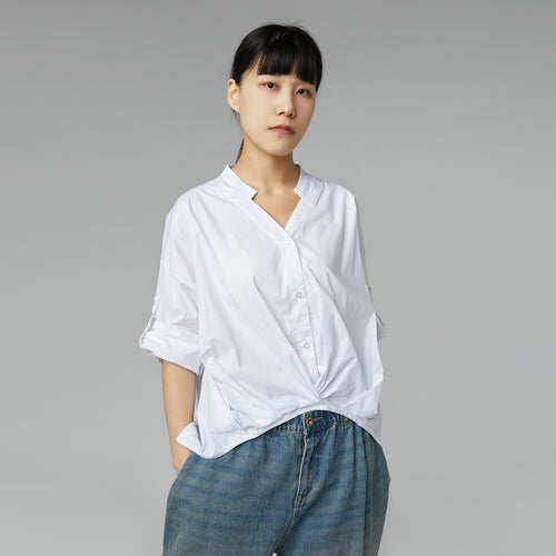 BLUZKA Z DEKOLTEM DRABINKOWYM BIAŁA