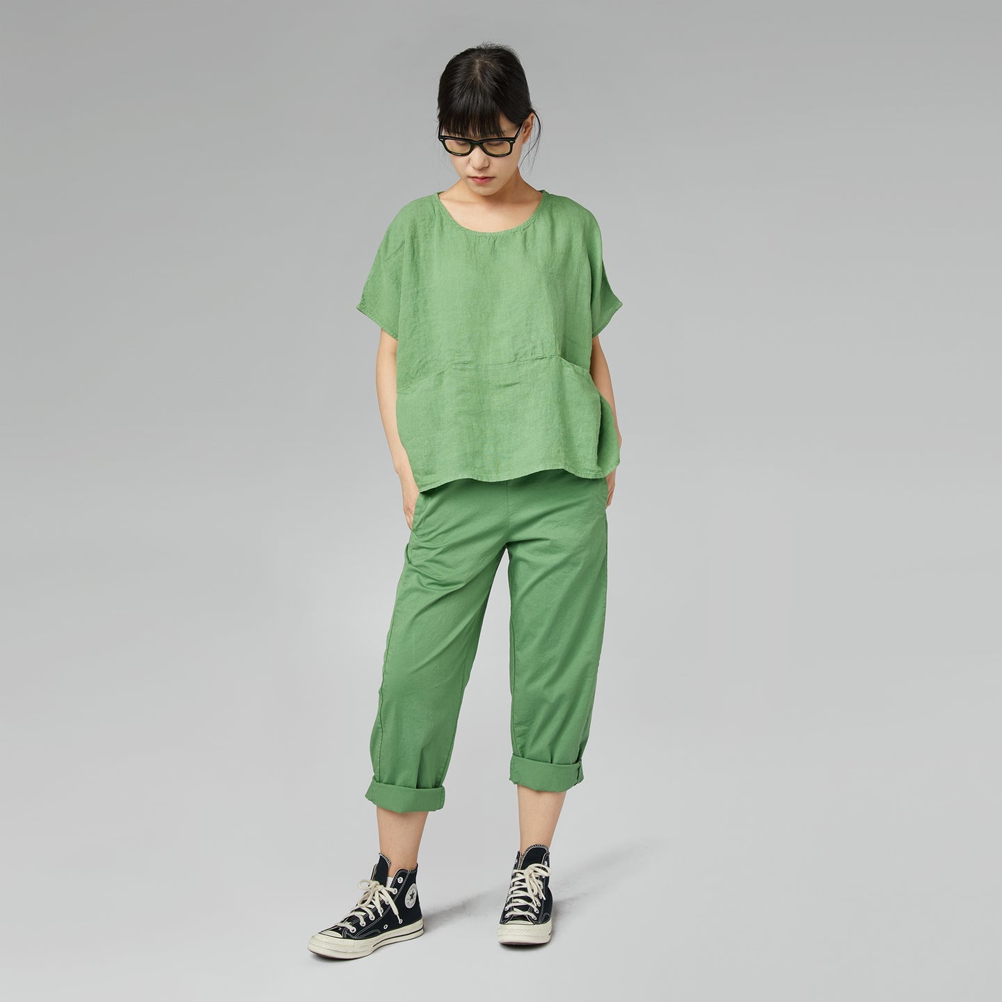 REGULAR FIT TROUSERS IN COTTON FABRIC GRAY