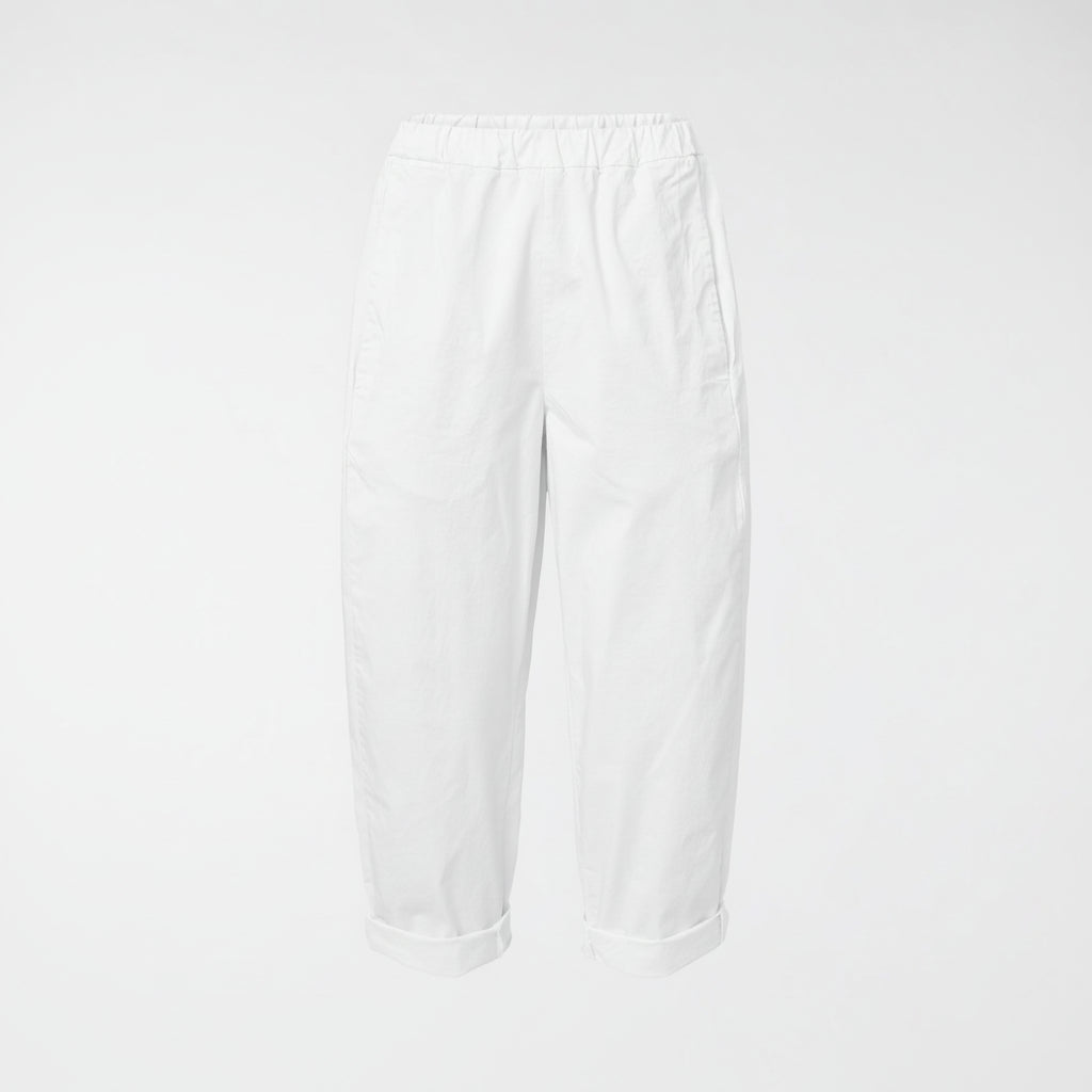 REGULAR FIT TROUSERS IN COTTON FABRIC WHITE