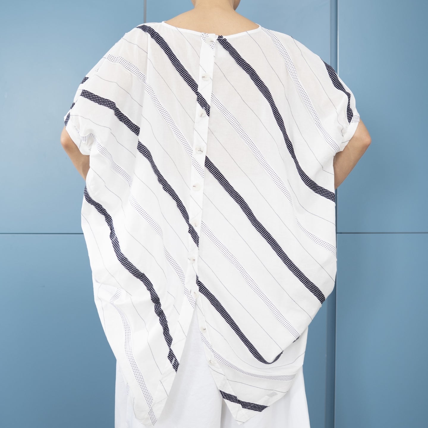 MAXI BLOUSE WITH APPLIED STRIPED PATTERN