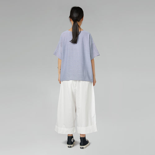 T-SHIRT EN COTON À FINES RAYURES