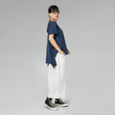 LONG BACK COTTON T-SHIRT BLUE