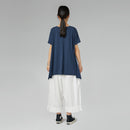 LONG BACK COTTON T-SHIRT BLUE