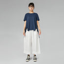 LONG BACK COTTON T-SHIRT BLUE