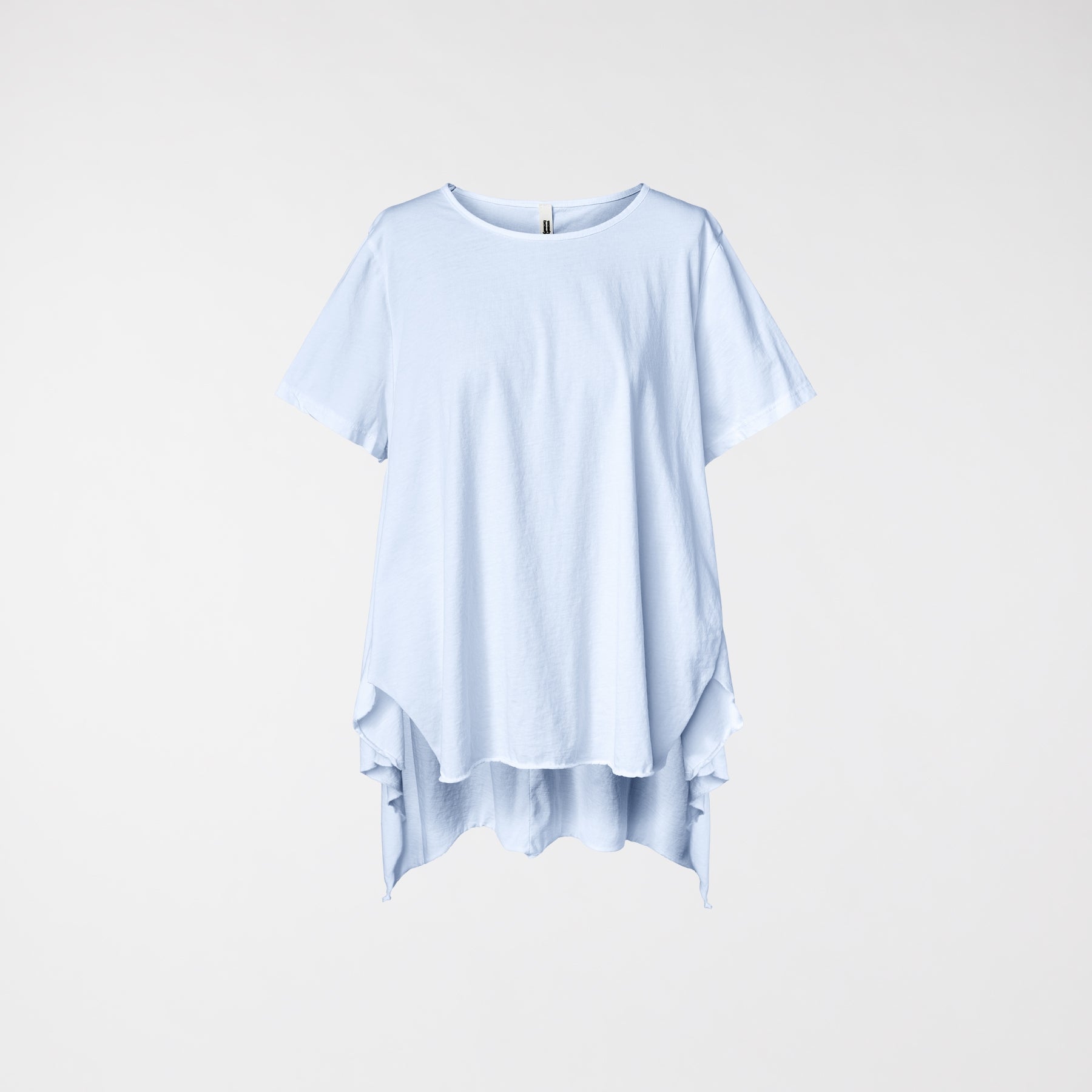 CAMISETA DE ALGODÓN CON ESPALDA LARGA CELESTE