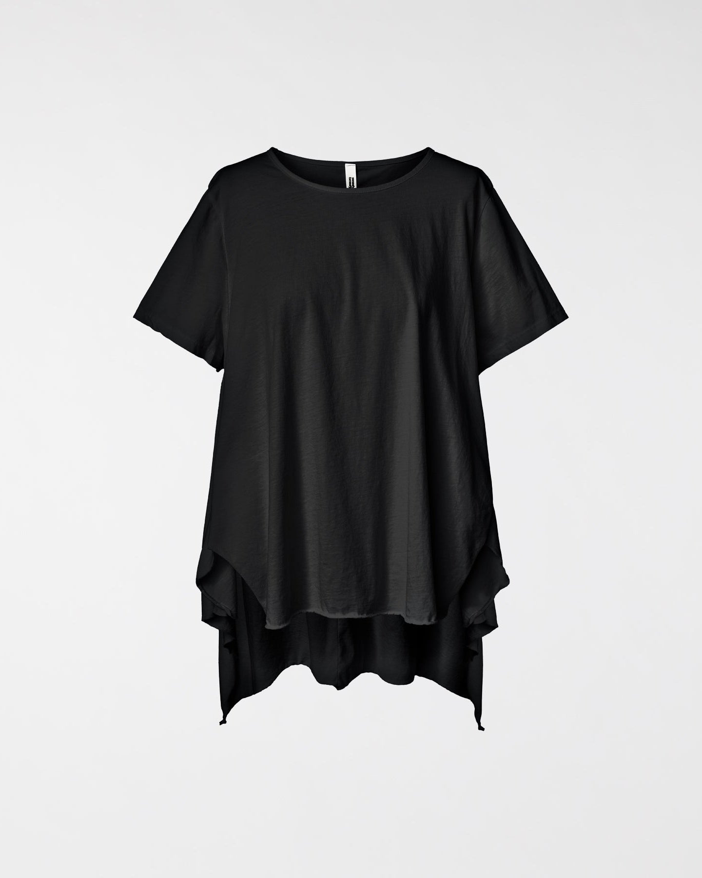 LONG BACK COTTON T-SHIRT BLACK