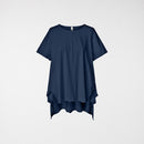 LONG BACK COTTON T-SHIRT BLUE