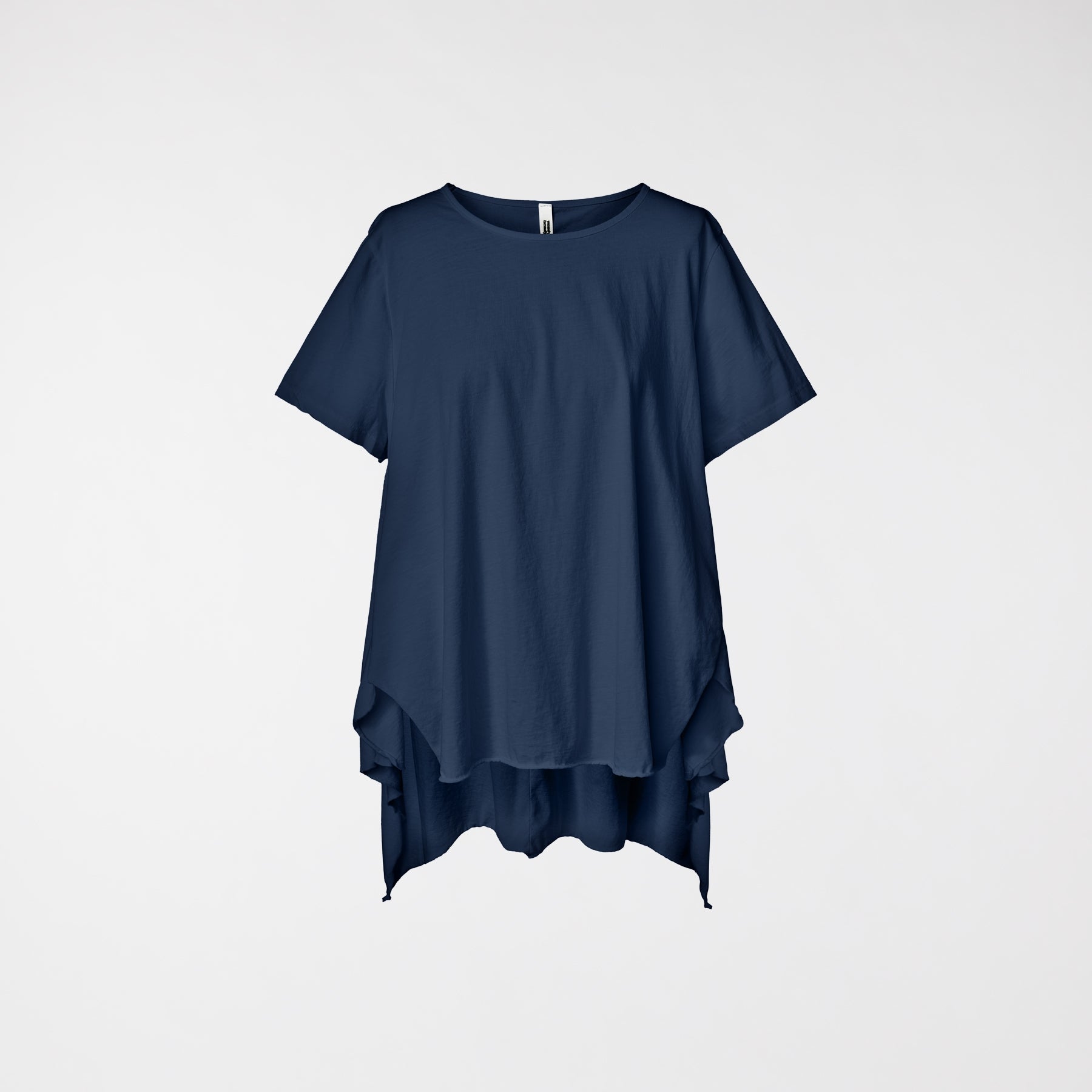 LONG BACK COTTON T-SHIRT BLUE