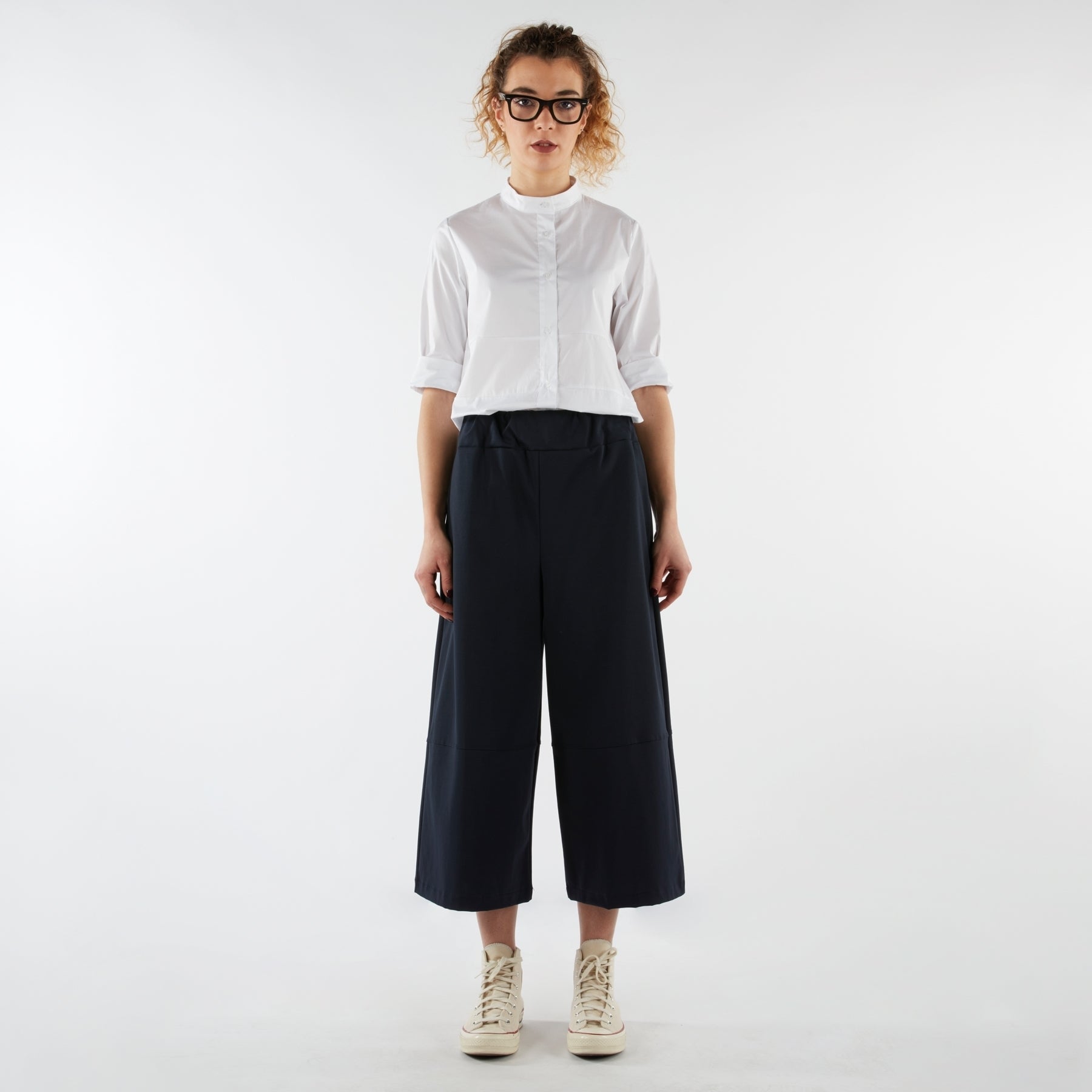 CULOTTE TROUSERS IN STRETCH COTTON BLACK
