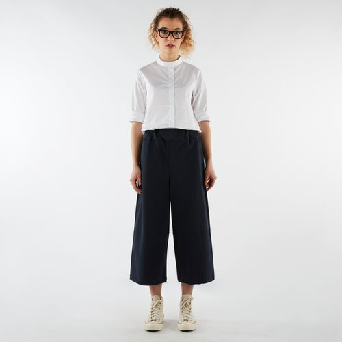 CULOTTE TROUSERS IN STRETCH COTTON BLUE