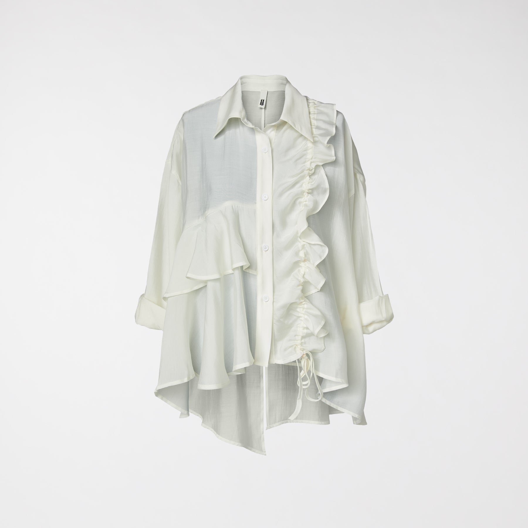 SHIRT WITH ROUCHES AND FLOUNCES WHITE