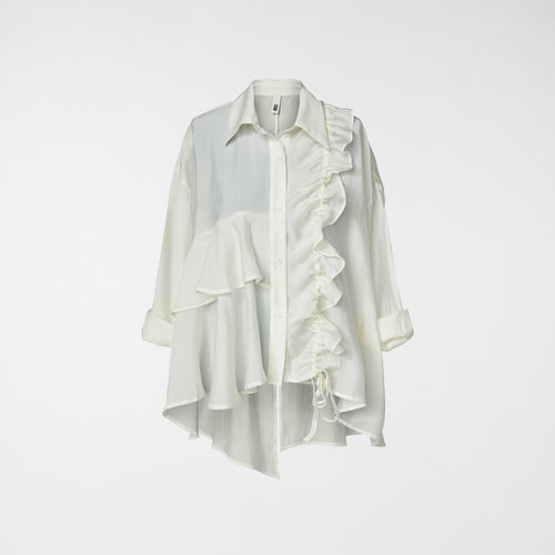 SHIRT WITH ROUCHES AND FLOUNCES WHITE
