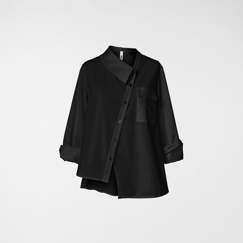 CHEMISE NOIRE À DEMI-COL