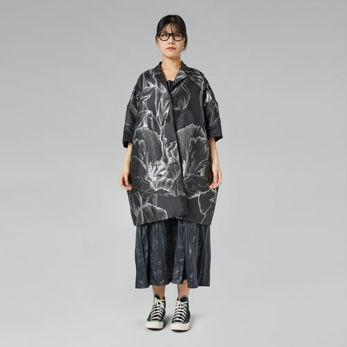 KURTKA KIMONO Z SREBRNYMI KWIATAMI