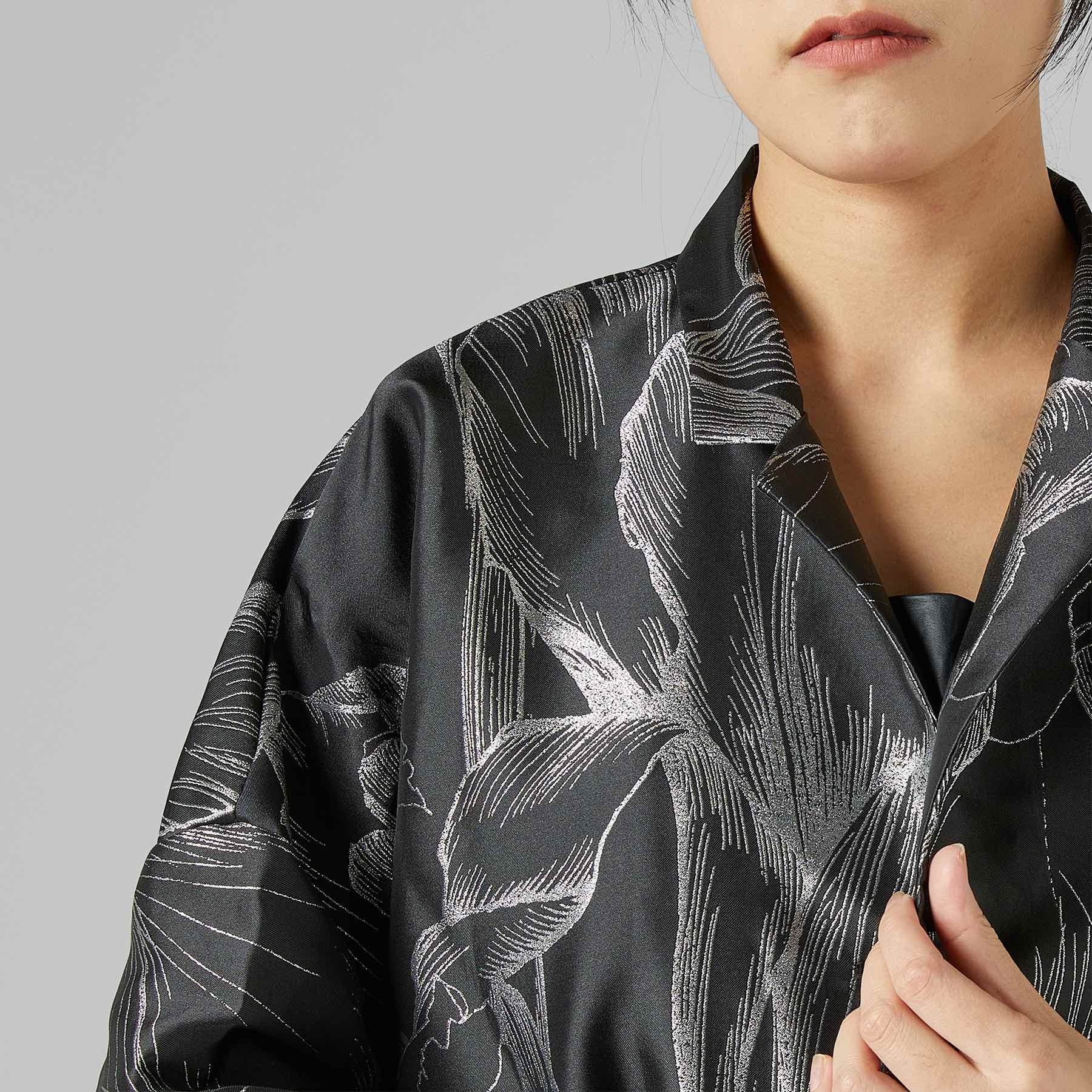 KIMONO JACKET WITH SILVER FLOWERS – Wendy Trendy s.r.l.