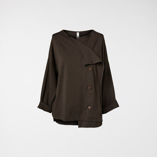 STRETCH COTTON CARDIGAN BROWN