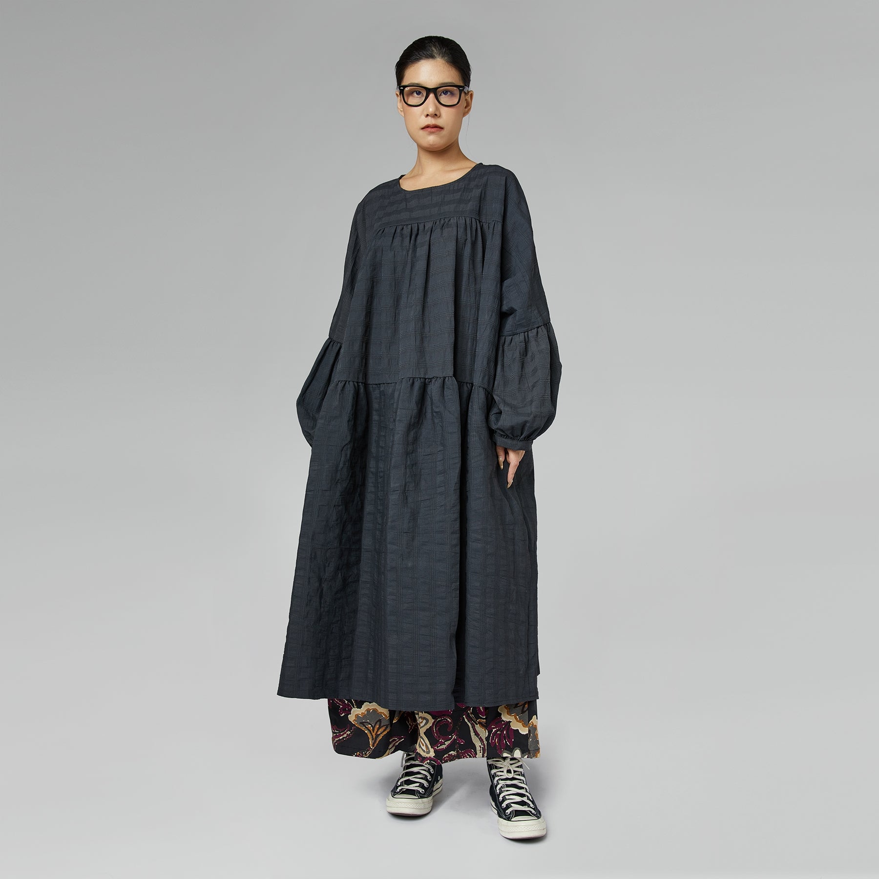 MAXI DRESS WITH BALLOON SLEEVES