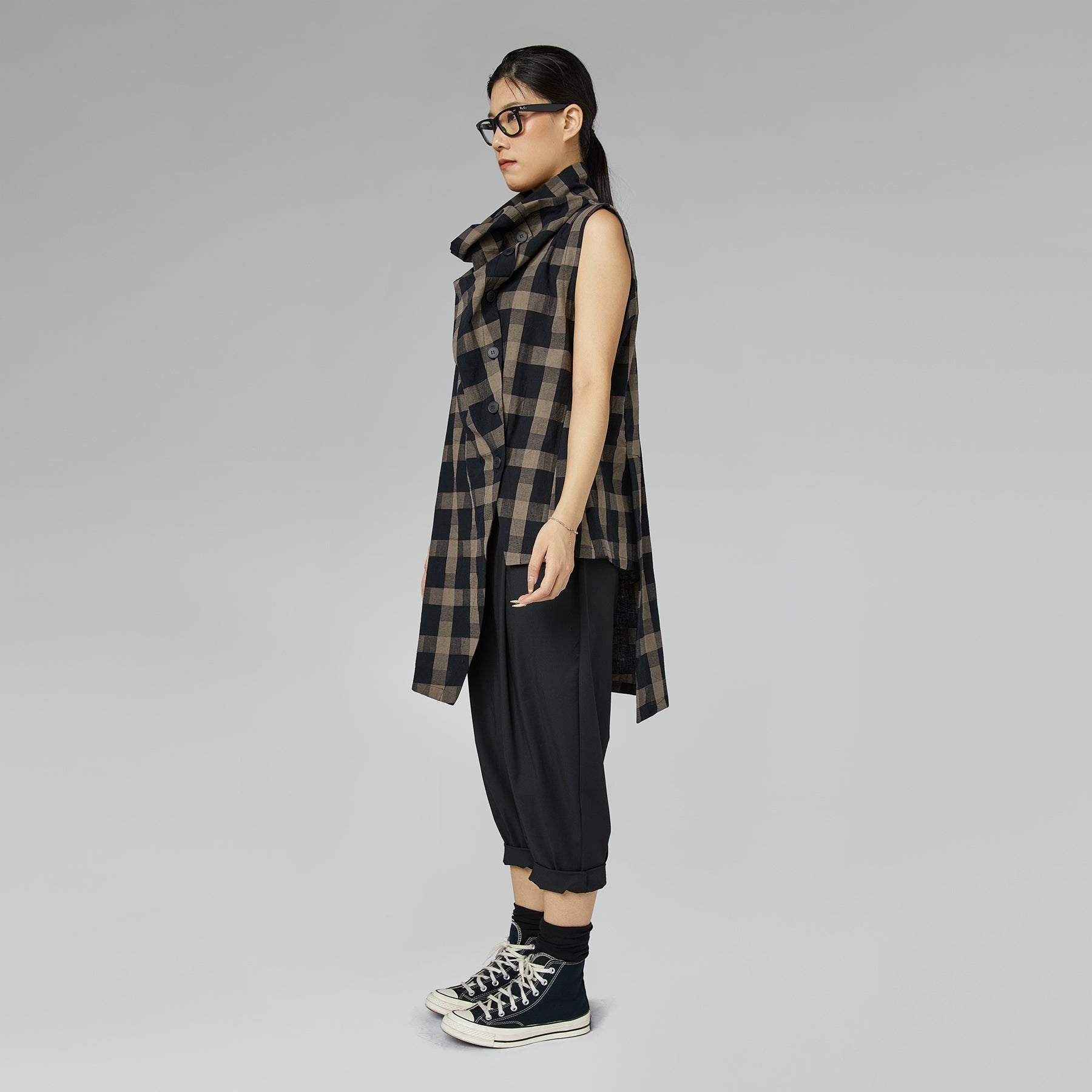 DECONSTRUCTED CHECKED VEST