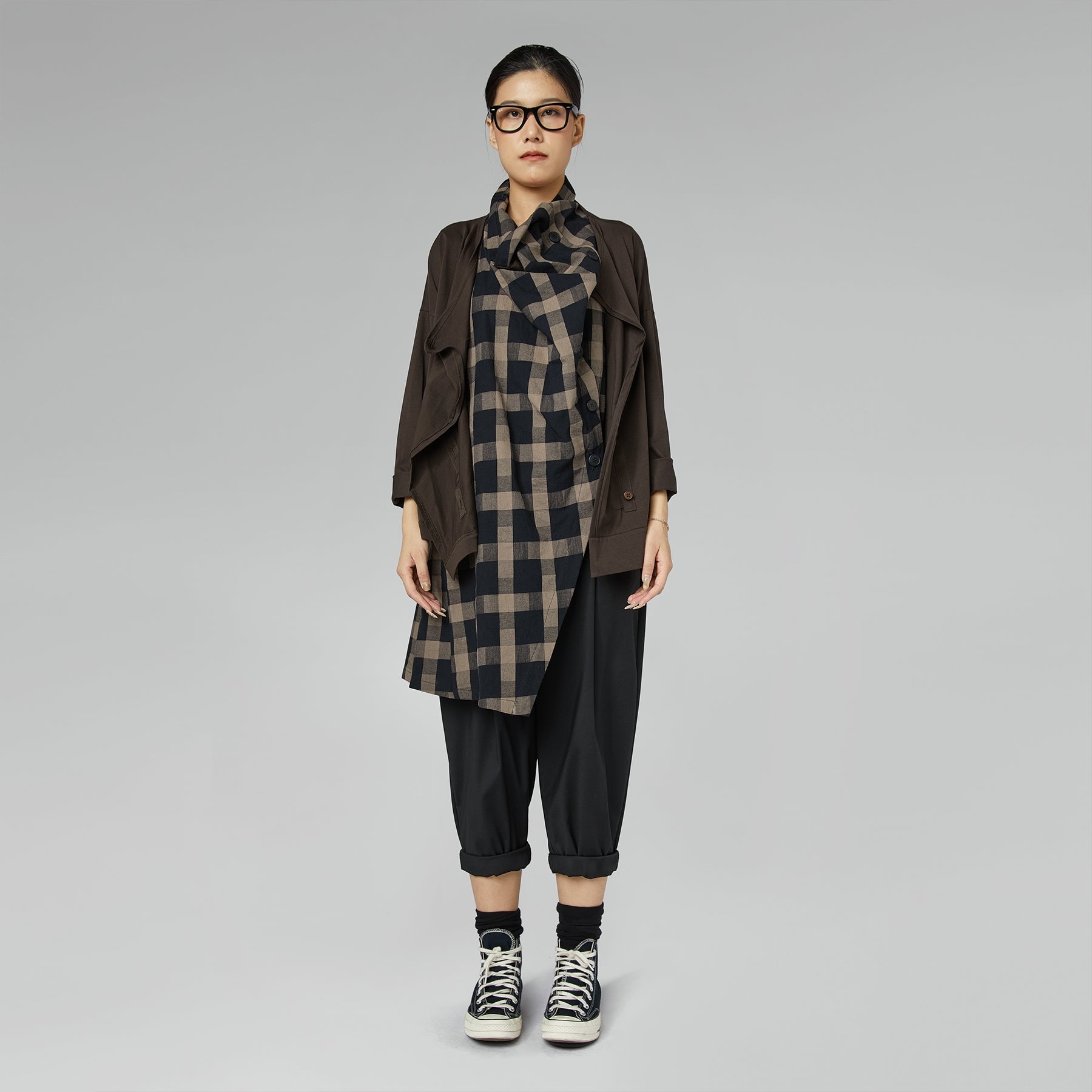 STRETCH COTTON CARDIGAN BROWN