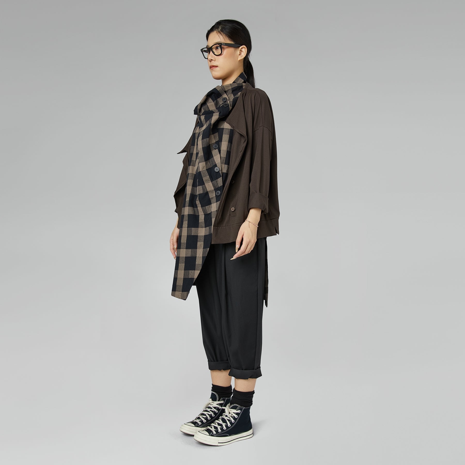 STRETCH COTTON CARDIGAN BROWN