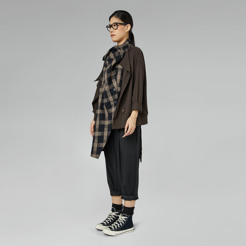 STRETCH COTTON CARDIGAN BROWN