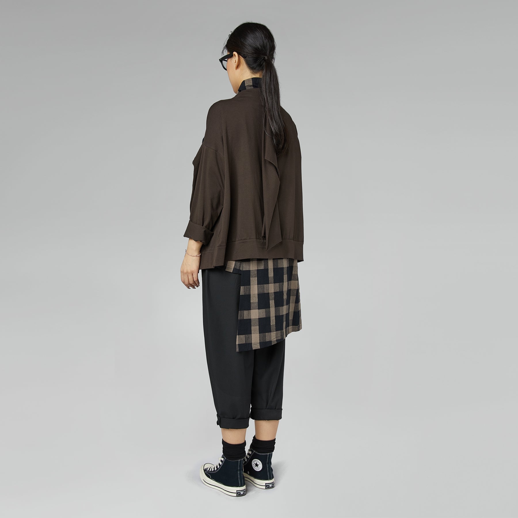 STRETCH COTTON CARDIGAN BROWN