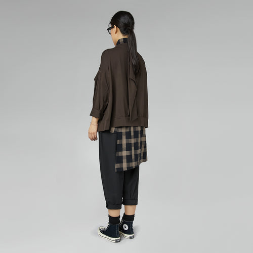 STRETCH COTTON CARDIGAN BROWN