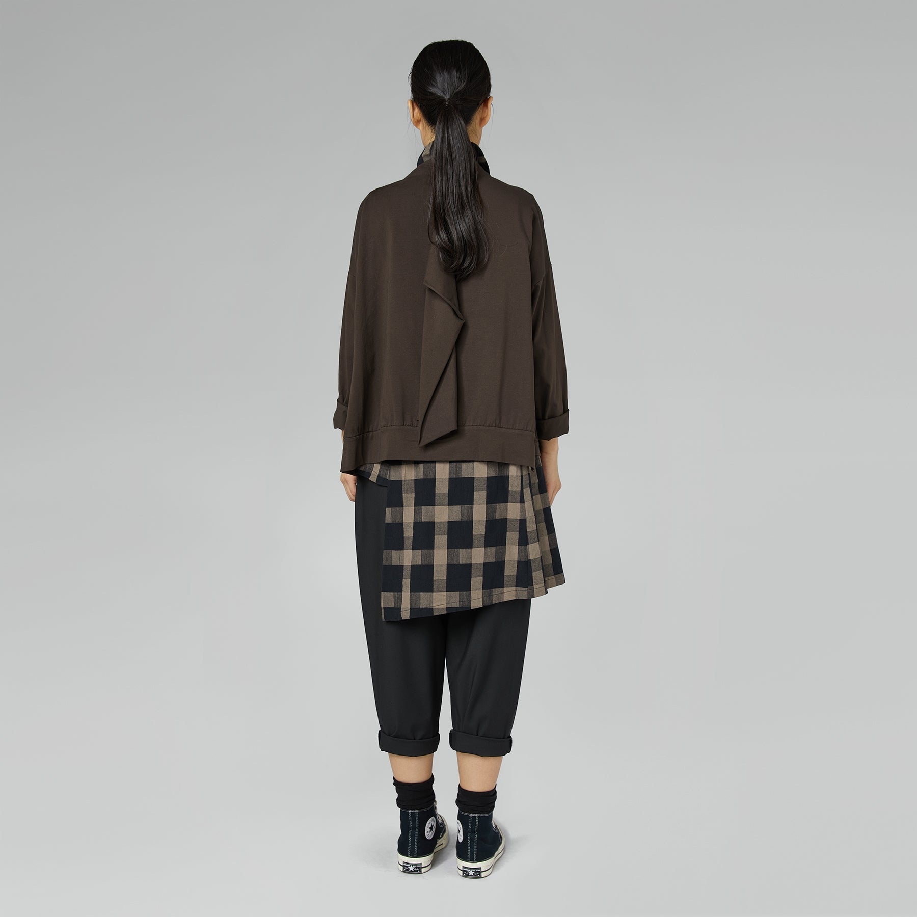STRETCH COTTON CARDIGAN BROWN
