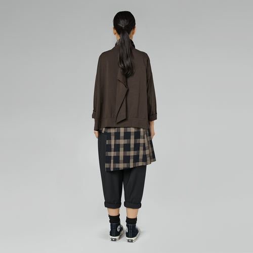 STRETCH COTTON CARDIGAN BROWN