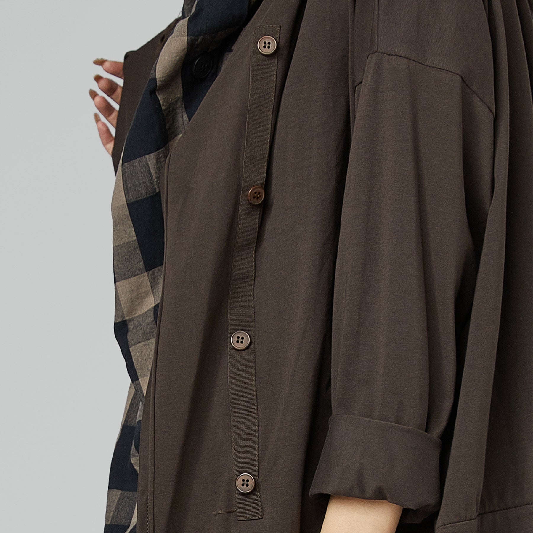 STRETCH COTTON CARDIGAN BROWN