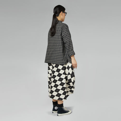 TARTAN BLOUSE WITH LACES