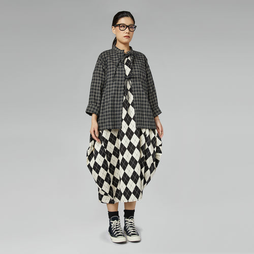 TARTAN BLOUSE WITH LACES