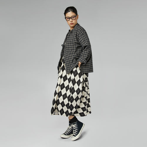 TARTAN BLOUSE WITH LACES