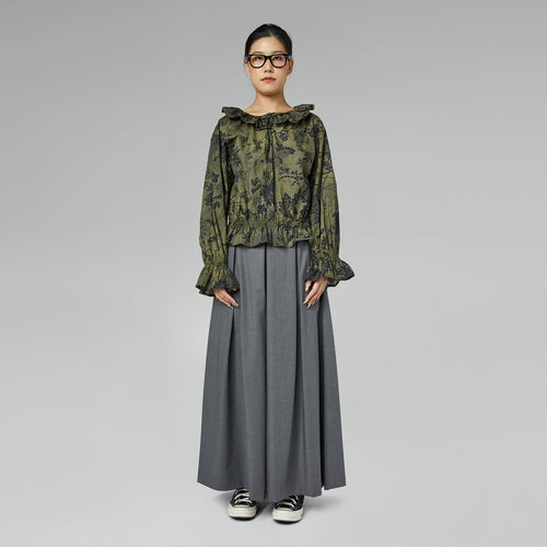 PRINTED BLOUSE WITH RUFFLES