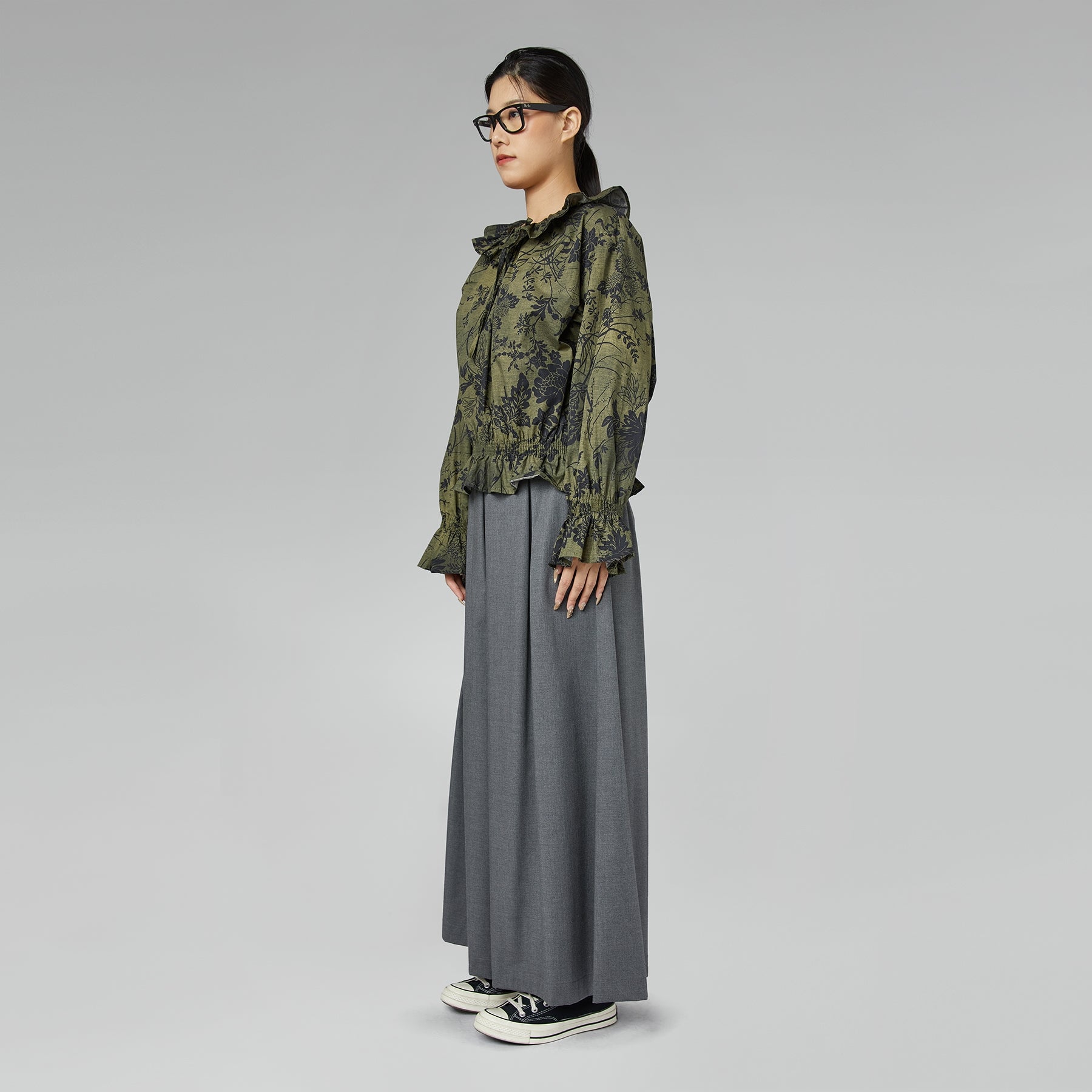 PRINTED BLOUSE WITH RUFFLES