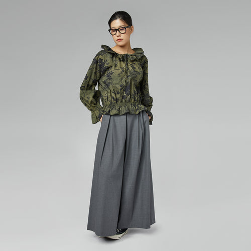 PRINTED BLOUSE WITH RUFFLES