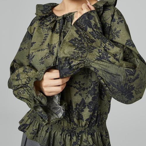 PRINTED BLOUSE WITH RUFFLES
