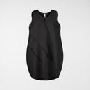 VESTIDO DE GLOBO CON COSTURAS EXTERIORES NEGRO