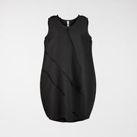 VESTIDO DE GLOBO CON COSTURAS EXTERIORES NEGRO