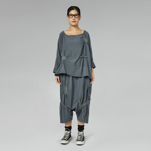 ASYMMETRIC BUBBLE SWEATSHIRT GRAY