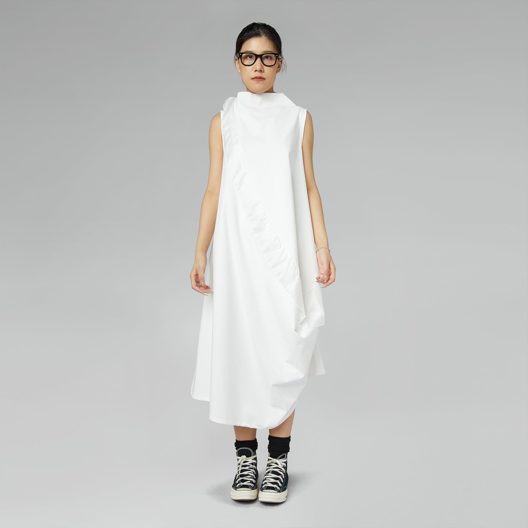 MILANO STITCH SLEEVELESS DRESS WHITE