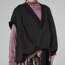 GILET/FELPA CON SCOLLO A V NERO