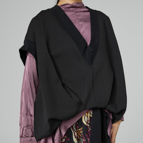 GILET/FELPA CON SCOLLO A V NERO