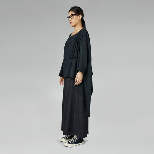 ASYMMETRIC BUBBLE SWEATSHIRT BLACK