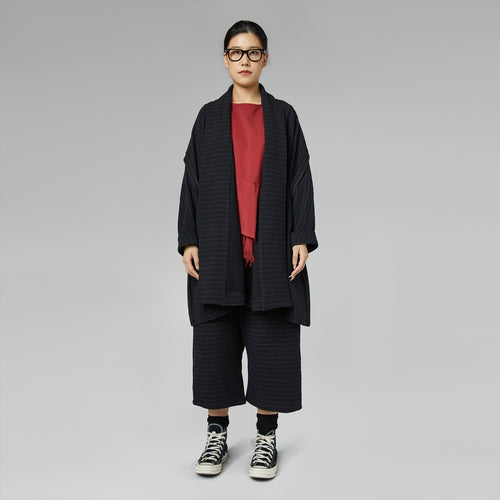 STRIPED GAUZED OVERCOAT