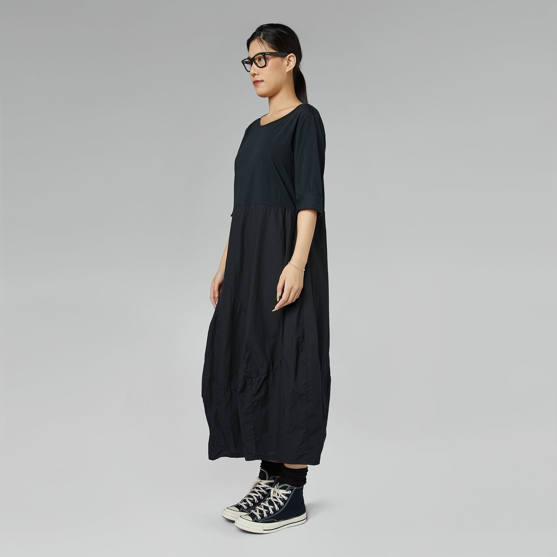 EGG SHAPED LONG DRESS BLACK