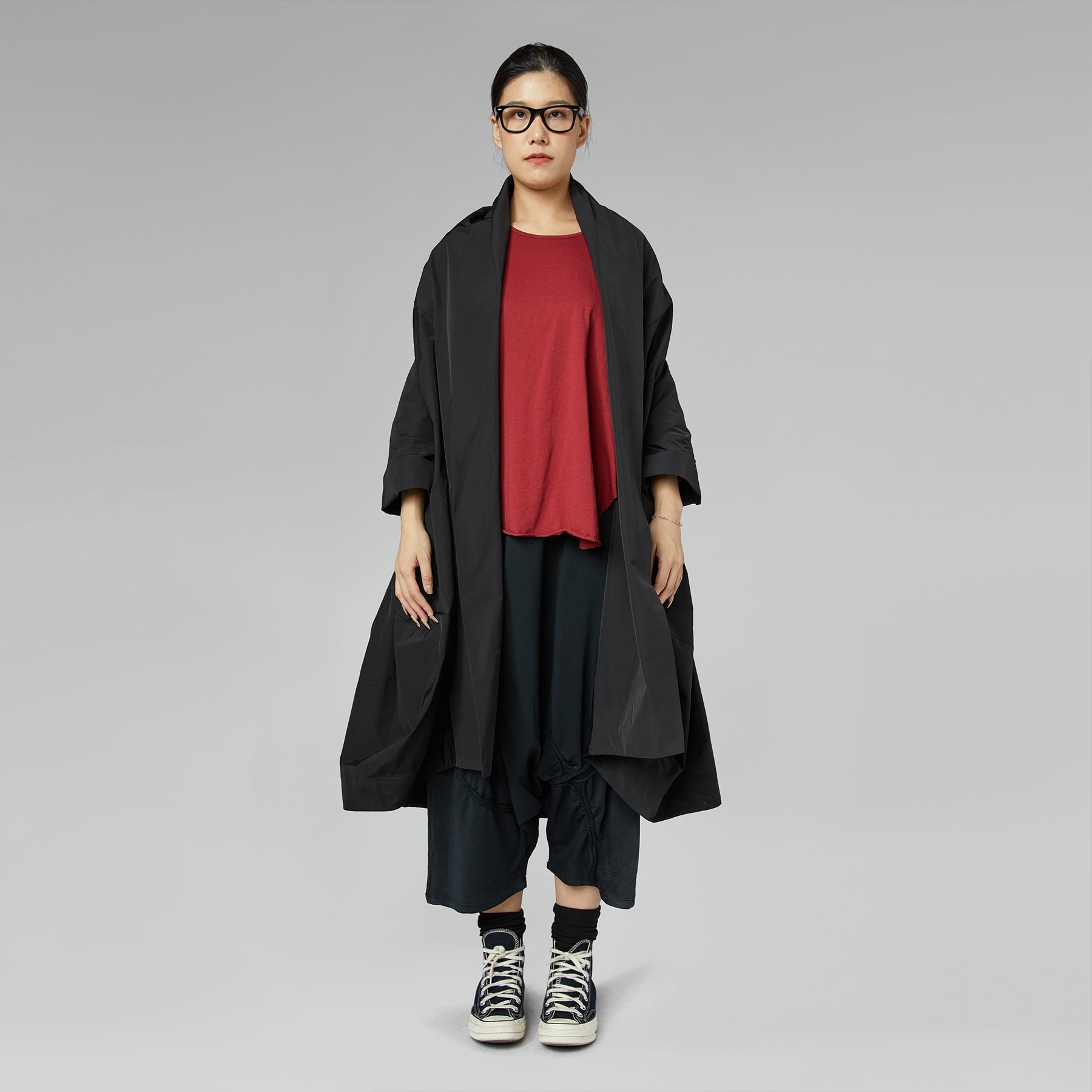 CARDIGAN IN TAFFETA EFFECT FABRIC BLACK