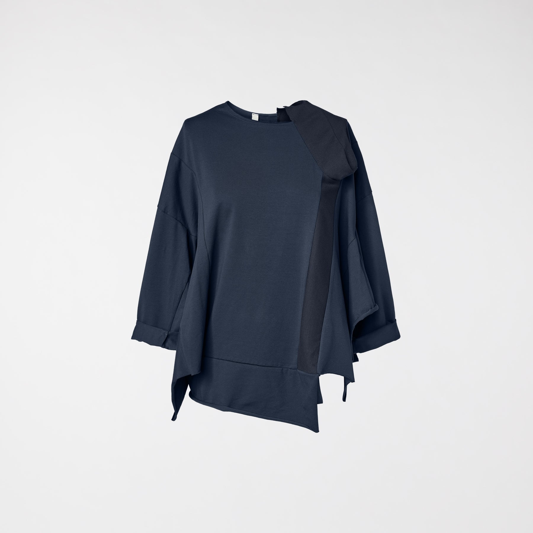 BLOUSE WITH KNITTED DETAILS BLUE