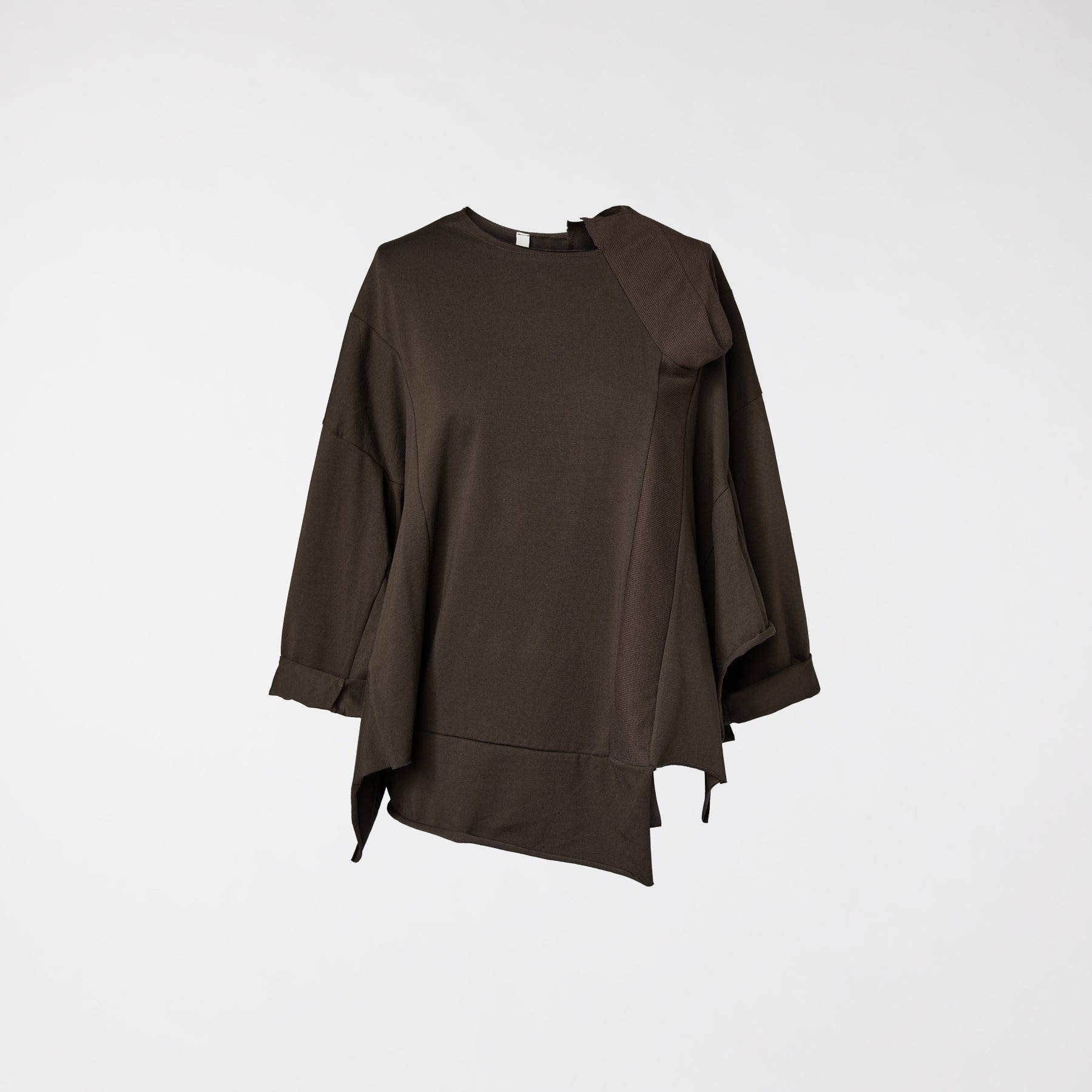 BLOUSE WITH KNITTED DETAILS BROWN